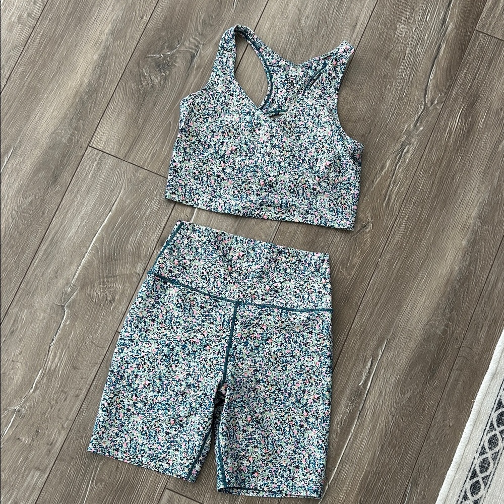Floral Sports Bra and Bike Shorts